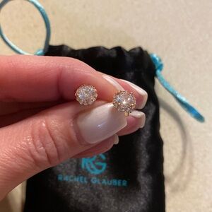 Rachel Glauber Rose Gold Stud Earrings